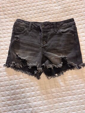 Kendall and Kylie Distressed Black Denim Shorts - Women's Frayed Hem